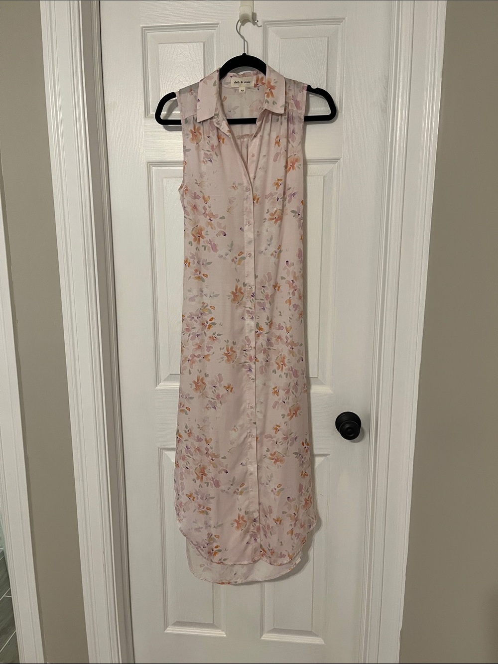 cloth & stone Blush Floral Sleeveless Maxi Shirt Dress (never worn)